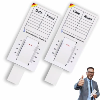 Immagine di Sachverständigen Zubehör® Fessurimetro [Set di 2 per crepe] Monitoraggio delle crepe Attrezzatura Perito Angolare Righello della Larghezza Fessura Manuale