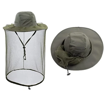 Immagine di Cappello di zanzariera Insetto Cappelli con Rete Apicoltore Apicoltura Velo Safari Escursionismo Giardinaggio Maglia Cappuccio