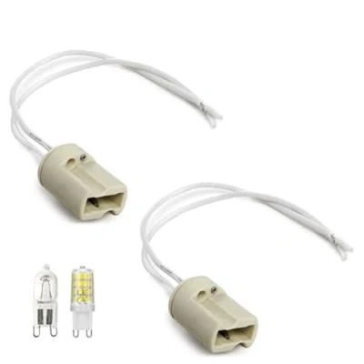 Immagine di SET 2 PORTALAMPADA IN CERAMICA G9 PER LAMPADINE ALOGENE E LED PORTA LAMPADA
