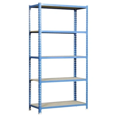 Immagine di Simon Rack Scaffale Metallo Garage e 5 Ripiani, Capacità di Carico 150 kg Punto Flessione, 2000x1000x400 mm, Metallo, Scaffalatura per Garage, Blu/Legno Maderclick