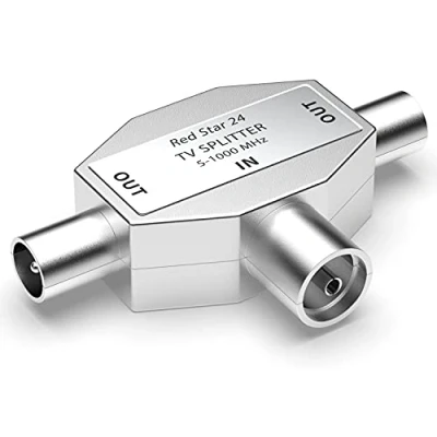 Immagine di RedStar24 Distributore antenna a 2 vie Splitter TV adattatore T 1 ingresso IEC coassiale femmina (accoppiamento) W uscite spina M DVB /