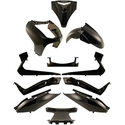 Immagine di One by Camamoto Kit Set Carene Complete plastiche Compatibile con (cod 77380051 Yamaha x Max 125 250cc Anno dal 2005 2006 2007 2008 2009 Colore Nero Lucido)