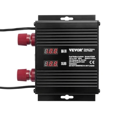 Immagine di VEVOR Isolatore Intelligente Doppia Batteria, 12V/24V, VSR Universale Relè Sensibile Tensione Batteria Schermo LCD, per ATV UTV RV Camper Fuoristrada Caravan Camion Barca Yacht