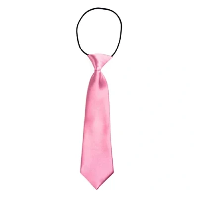 Immagine di DonDon Cravatta da bambino ragazzo effetto seta lucida 7,0 cm di larghezza con elastico rosa