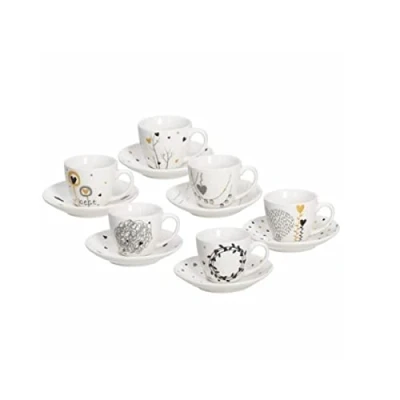 Immagine di Tognana Iris, Set 6 Tazzine Caffè con Piatto, New Bone China, Multicolore