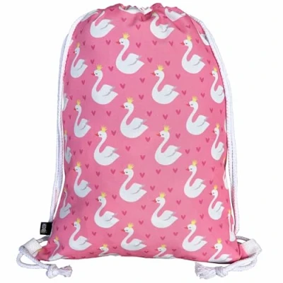 Immagine di HECKBO Sacca per Bambine e Ragazze con Cigni Motivo a Colori Cuori stampati su entrambi i lati 40x32cm Lavabile in Lavatrice Ideale Sport, Scuola, Tempo Libero, Asilo