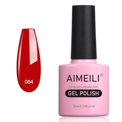 Immagine di AIMEILI Smalto Semipermente per Unghie in Gel UV LED Smalti Colori Manicure Rosso Pillar Box Red (064) 10ml