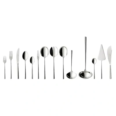 Immagine di Villeroy &amp; Boch Piemont Set Di Posate 70 Pz. Pezzi Argento,Platino, Lavabile in Lavastoviglie, 12 Persone, Forchette, Coltelli, Cucchiaio, Acciaio Inossidabile