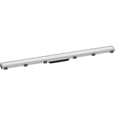 Immagine di hansgrohe RainDrain Match set di canalina doccia con cornice ad altezza regolabile, canale drenaggio 1000 mm, scarico a pavimento, bianco apaco