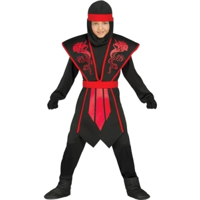 Immagine di Abiti e Maschere Vestito Ninja Shadow, Colore Rosso Nero, 5 6 Anni, 81251/SML