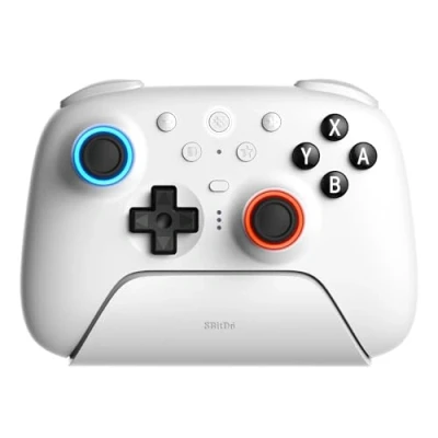Immagine di 8BitDo Ultimate 2 Bluetooth Controller for Switch &amp; Windows PC, Pro with TMR Joysticks, Switchable Hall Effect/Tactile Triggers, Vibration and Motion Control, RGB Fire Ring, White