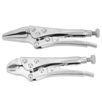 Immagine di pinze di bloccaggio 2 pezzi con morsetto a morsa ganascia diritta bocca rettificata Set utensili manuali