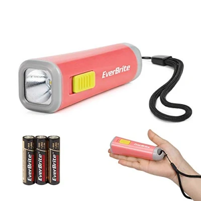 Immagine di EverBrite Mini Torcia Bambini LED (Rosso), Torce Portatile 46g con Luce Gialla Calda, Ideale per Leggere, Campeggio e Passeggiate, 3 Batterie AAA Incluse, Molto Adatto i Regali