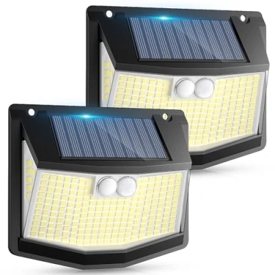Immagine di CZHHMART Luce Solare Esterni Rilevatore Movimento: 248 LED Esterna Sensore 3 Modalità 270 Illuminazione IP65 Impermeabile Faretto da Esterno a Parete Applique per Giardino Garage 2 Pezzi