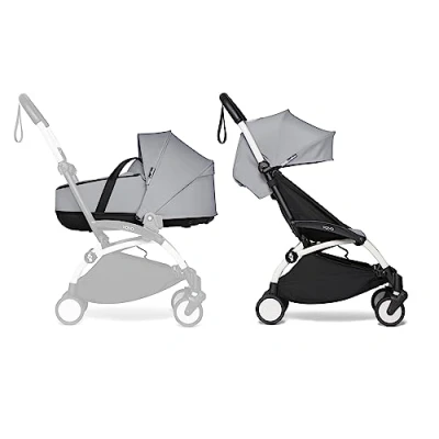 Immagine di Passeggino Completo BABYZEN YOYO2 Include YOYO Navicella (Stone), Telaio (Bianco) &amp; Rivestimento colorato 6+ (Stone) Per Bambini fino a 22 kg