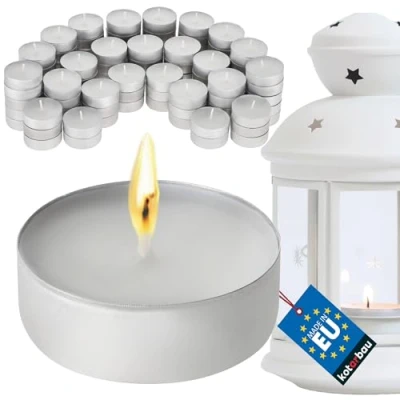 Immagine di KOTARBAU® Set di 100 candele riscaldate piatte non profumate, durata combustione: 4 ore