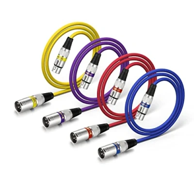 Immagine di EBXYA Cavo XLR microfono 1M/3FT 4 confezioni di cavi bilanciati maschio femmina per sistema PA, registratore da studio, amplificatore, mixer