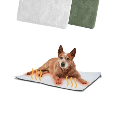 Immagine di PiuPet® Tappetino Riscaldante 90x60cm I Coperta autoriscaldante Senza elettricità e batterie per Cani Tappeto (Bianco)