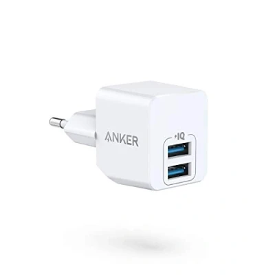 Immagine di Anker Caricatore USB PowerPort Mini da parete Dual estremamente compatto, 2,5 A di potenza per iPhone XS/XS Max/XR/X/8/7/6/Plus, iPad Pro/Air 2/Mini 4, Samsung, e molti altri