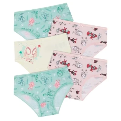 Immagine di Marvel Confezione da cinque slip ragazza 100% cotone Spidey &amp; Friends, Multicolore, 3 4 Years