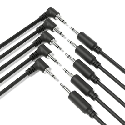 Immagine di ExcelValley 5 Pack Cavi Ibridi Modulari Patch Mono TS 3,5mm 1/8&quot;Eurorack Synth Sintetizzatore [Nero 180cm 71&quot;]