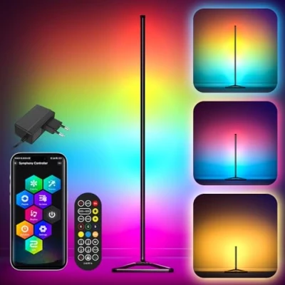 Immagine di Mtutu Lampada da Terra LED 140cm Piantana Salotto RGBIC Dimmerabile con Telecomando/APP/Regolabile Altezza/Sincronizzazione Musicale/Modalità DIY Moderna Luce Angolare per Soggiorno y Sala Giochi