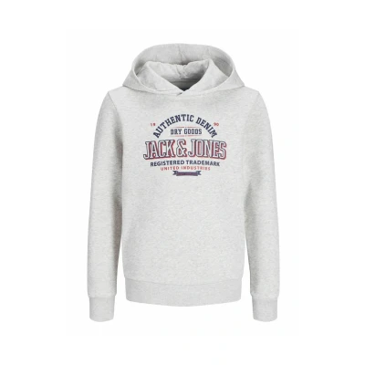 Immagine di Jack &amp; Jones Junior Jjelogo HOOD Felpa con cappuccio per bambini, Taglia: 140, White melange
