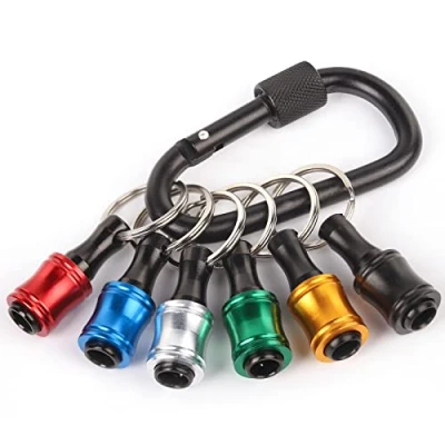 Immagine di Katerk Portachiavi Drill Bit, 6 pezzi Porta Inserti 1/4 pollice Portatile Bit Holder con Carabiner Nero, Hex Shank Cacciavite Holder, Supporti Per Avvitatori, Colori