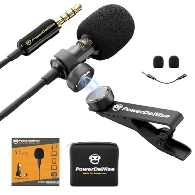 Immagine di Microfono Lavalier, da Bavero Professionale Omnidirezionale Con Clip Facile Applicare, per iPhone/Vlog Youtube/Interviste/Videoconferenze/Podcast/Dettatura/ASMR