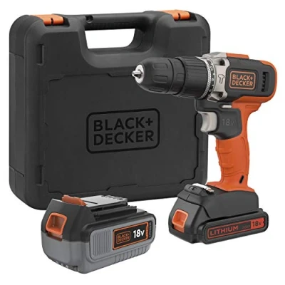 Immagine di BLACK+DECKER BCD003MEM2K QW Trapano Avvitatore a percussione batteria 18V, 2 batterie 18V 2Ah e 4Ah valigetta