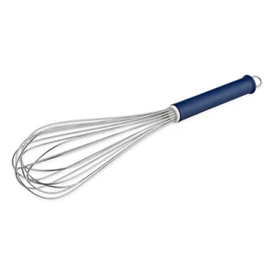 Immagine di Thermohauser 5000145035 Frusta da Cucina in Acciaio Inossidabile, Lunghezza 35 cm, Manico plastica Blu e Gancio, con 16 Passanti, PA