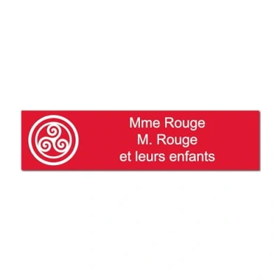 Immagine di Targhetta per nome e numero cassetta postale Triskel autoadesiva, 10 x 2,5 cm, personalizzata da 1 a 3 righe, colore: Rosso