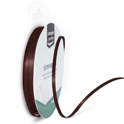 Immagine di Iris Ohyama Ribbon Lyon Wired Nastro di Raso, Marrone, 3 mm x 10 m