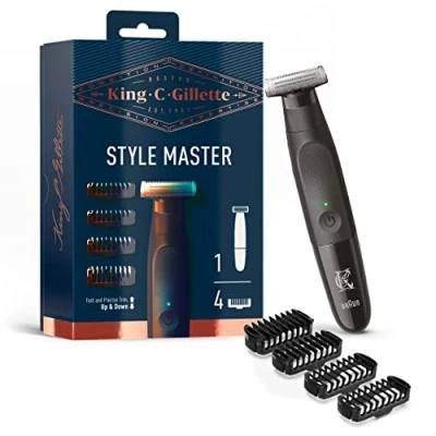 Immagine di King C. Gillette Style Master, Regolabarba Uomo Senza Fili Per Regolare, Rifinire e Radere La Barba Incolta Con Lama 4D 4 Pettini Da 1, 2, 3 5 mm