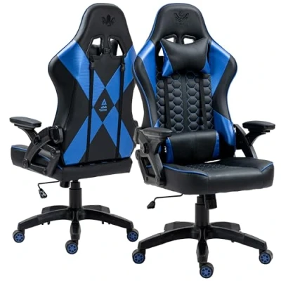 Immagine di KRAKEN CHAIRS Sedia Gaming, da gioco per giocatore, Regolabile in altezza, design ergonomico, Braccioli regolabili, Cuscino collo, e lombo, Nero Blu