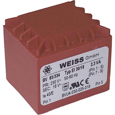Immagine di Weiss Elektrotechnik 85/332 Trasformatore per PCB 1 x 230 V 12 V/AC 2.30 VA 192 mA