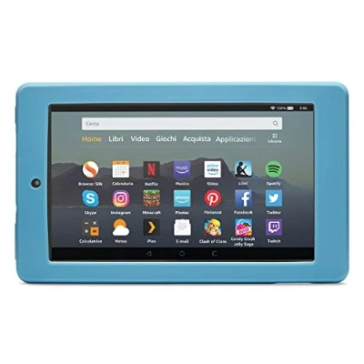 Immagine di Nupro Custodia resistente agli urti per tablet Fire 7, colore: blu grigio