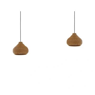 Immagine di Lucande lampada a sospensione da esterno Taniola, 2 luci, beige, rattan