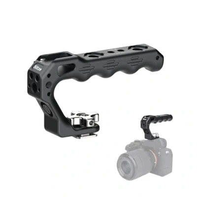 Immagine di Nitze Cold Shoe Manico Superiore, Mini Top Impugnatura con Built in Anti off Shoe, Camera Handle per Gabbia Fotocamera, DSLR Fotocamere (Lil Stinger II Handle) PA28M D3