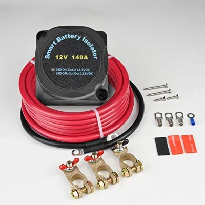 Immagine di APIELE Kit isolante a doppia batteria 12 V 140 Ampere Relè sensibile alla tensione VSR Caricatore automatico con due batterie e cavo