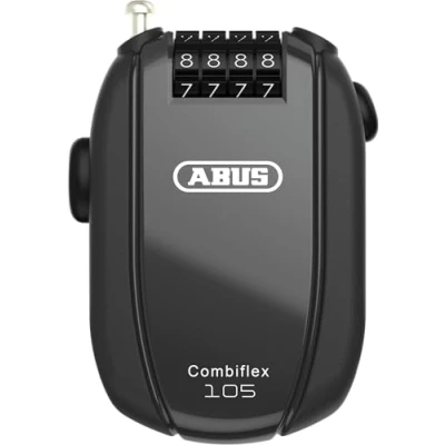 Immagine di Abus, antifurto a cavo ABUS Combiflex, per la sicurezza di sci, caschi, passeggini e bagagli, Trip 105, lunghezza 105 cm, spessore 3 mm, con codice numerico, nero