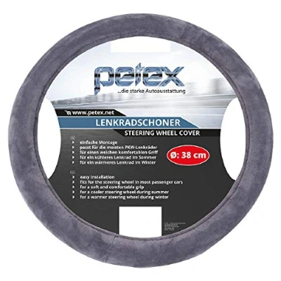 Immagine di PETEX Coprivolante Auto 433110803 in TPE, Diametro 38 cm, Design 1108, Colore: Argento