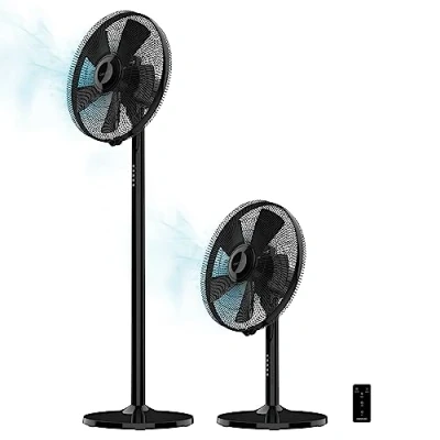 Immagine di Cecotec Ventilatore da Tavolo e Terra EnergySilence 555 2 in 1 Smart XL, 55 W, Diametro 16 pollici, 5 Lame, Motore Rame, Telecomando, 3 Modalità Velocità, Timer 7 Ore Oscillazione, Nero