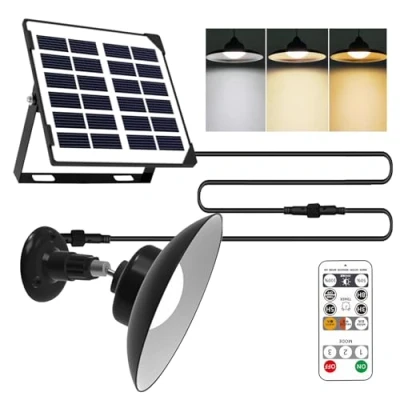 Immagine di lampade solari per interni ed esterni, lampada solare con telecomando, 3 temperature di colore, IP65, impermeabili, a sospensione terrazze, giardino