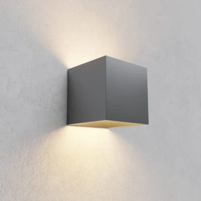 Immagine di NUOVA GERMANY Applique Cubo a LED IP65 per interno/esterno 12W Regolabile 1000lumen Moderno Alluminio (Grigio Chiaro, Luce Calda 3000K)