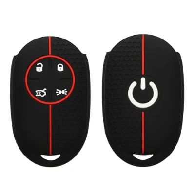 Immagine di kwmobile Custodia Coprichiave Compatibile con Fiat 500E Chiave Auto a 4 Pulsanti Cover Copri Telecomando Chiavi Macchina Nero/Rosso