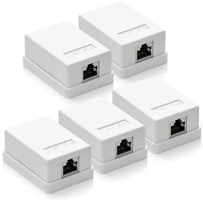 Immagine di deleyCON 5x Presa Rete CAT 6a 1x Connessioni di RJ45 FTP Protetto Montaggio Semplice 10 Gbit Ethernet LAN Cavi Patch Bianco