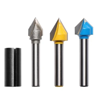 Immagine di Genmitsu 1/4&#039;&#039; V Grooving Router Bit Set, 60 gradi e 90 CNC Bits, 3D forma fresatura legno coltello incisione Bit, VG03A