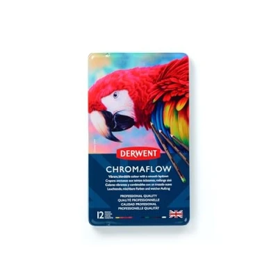 Immagine di Derwent Chromaflow Set di 12 Matite con Corpo Rotondo da 3,5 mm, Nucleo Cremoso e Sfumabile, Adatto per Disegnare, Colorare Stratificare