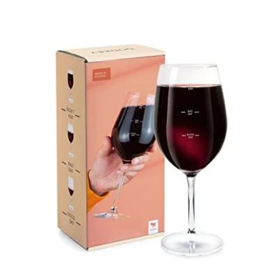 Immagine di Glass of Moods Wine with Measures for Good Day / Bad Don&#039;t Ask